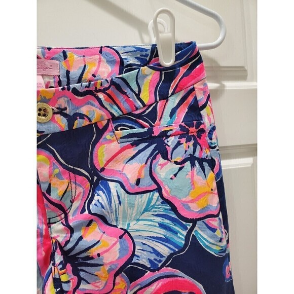 LILLY PULITZER KELLY SKINNY ANKLE PANTS NAVY BLUE BRIGHT PINK FLORAL WOMEN 0 - Picture 16 of 16
